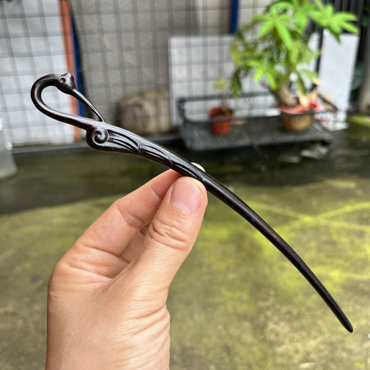 Natural Wooden Hair Stick Set - 20cm Crane Hairpin (仙鹤)