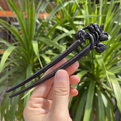Natural Wooden Hair Stick Set - 17cm U Shape Tulip Hairpin (郁金香)