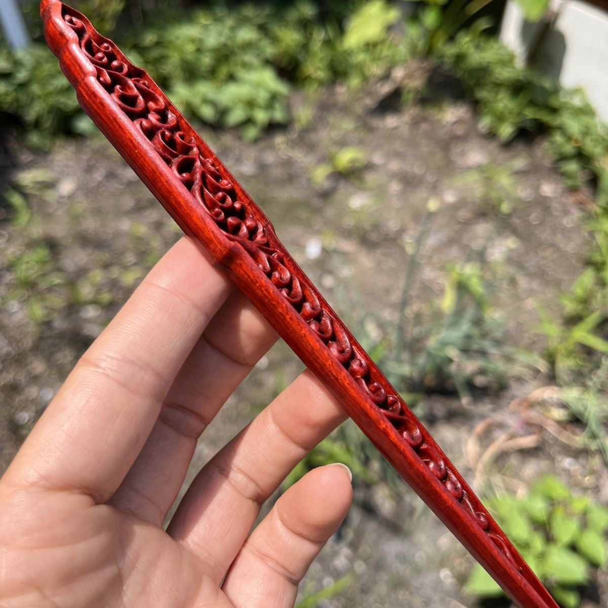 Natural Wooden Openwork Hair Stick Set - 20cm Hairpin  (祥云镂空)