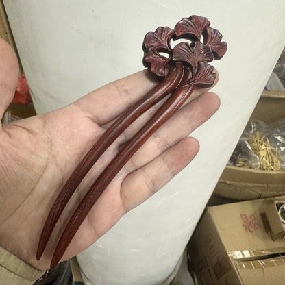 Natural Wooden Hair Stick Set - 17cm U Shape Ginkgo Leaf Hairpin (银杏叶)