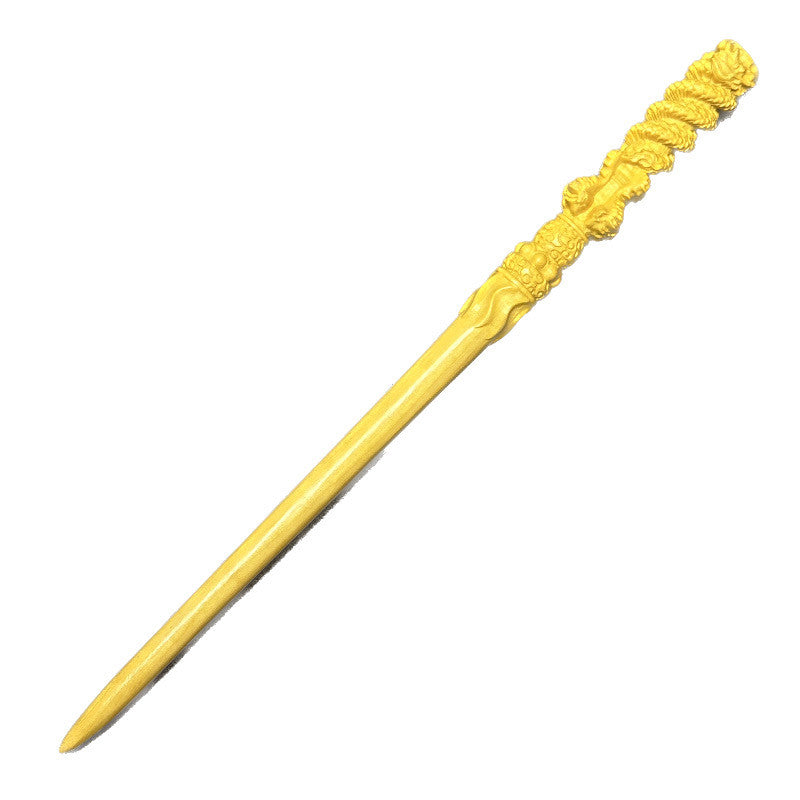 Natural African Blackwood Hair Stick - 22cm Jingubang Design Hairpin Smooth Finish (金箍棒)