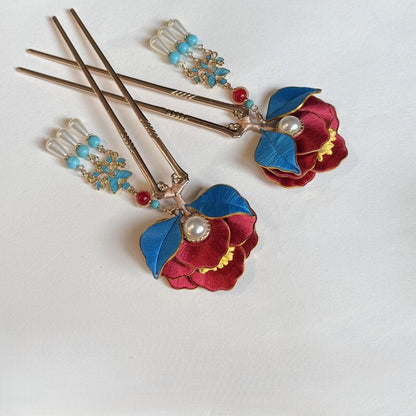 Small Peony Chanhua Series with Cloisonne Edge Materials Flowers DIY Kit - Include Detailed Video Tutorial