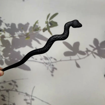 Pique à cheveux en palissandre naturel - Épingle à cheveux serpent de 20 cm finition lisse (灵蛇)
