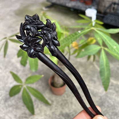 Natural Wooden Hair Stick Set - 17cm Lily Flower Hairpin (百合)