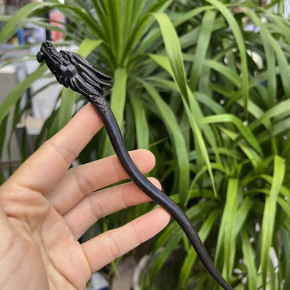 Natural Wooden Hair Stick Set - 20cm Dragon Head Hairpin (龙头)
