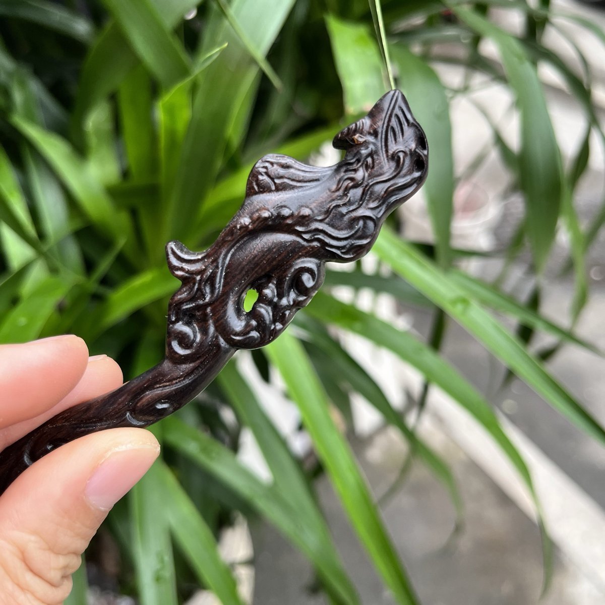 Natural Wooden Hair Stick Set - 20cm Mythical Creature Design (山海鲸)