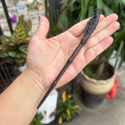 Set di bastoncini per capelli in bambù naturale - Forcina da 20 cm (foglie di bambù)