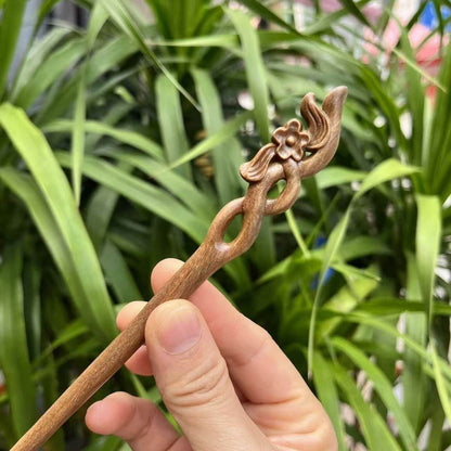 Natural Wooden Hair Stick Set - 20cm Plum Blossom Design (梅花三弄)