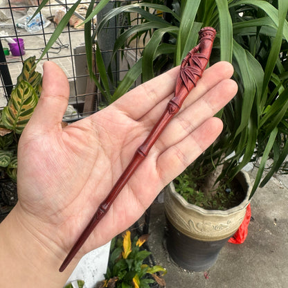 Set di bastoncini per capelli in bambù naturale - Forcina da 20 cm (foglie di bambù)