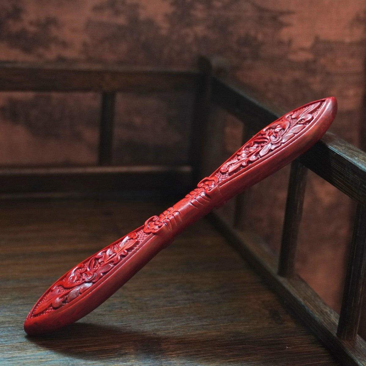Pique à cheveux en bois de rose naturel - Épingle à cheveux motif Yanxia Zhi #烟霞志