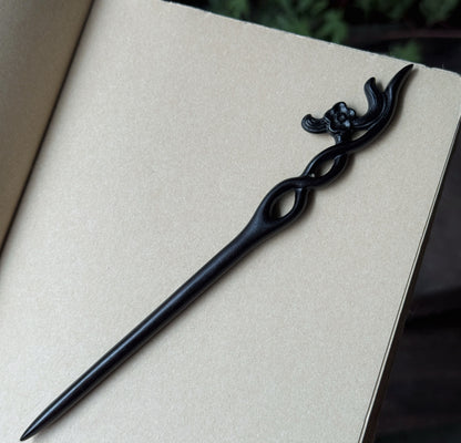 Natural African Blackwood Hair Stick Set - Handcrafted Wooden Hair Pins #紫光檀精雕