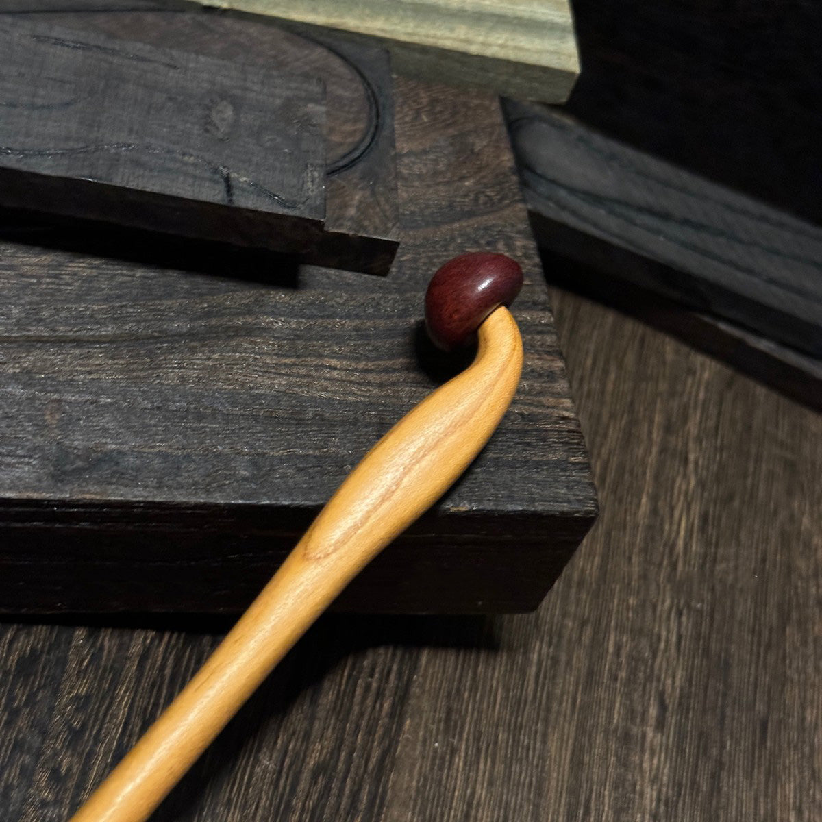 Fermaglio per capelli in legno di pesco naturale - Design a fungo #蘑菇