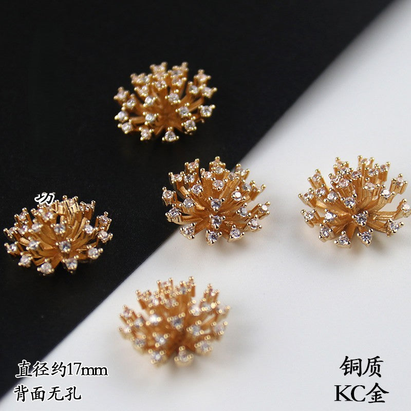 Copper Flower Bead Caps with Rhinestones - Flower Stamen Holders(#20-28)