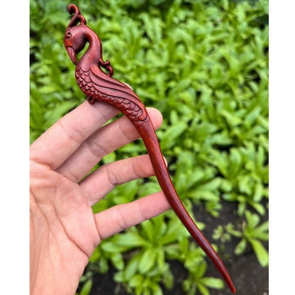 Fermaglio per capelli in palissandro birmano naturale - Set di forcine in legno intagliato per donna (小叶紫檀)