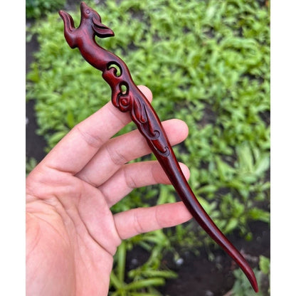 Fermaglio per capelli in palissandro birmano naturale - Set di forcine in legno intagliato per donna (小叶紫檀)
