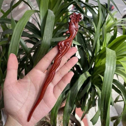 Fermaglio per capelli in palissandro birmano naturale - Set di forcine in legno intagliato per donna (小叶紫檀)