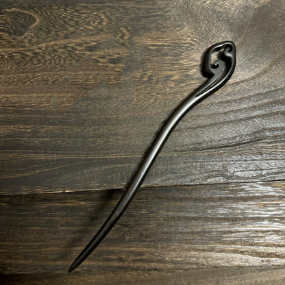 Fermaglio per capelli in legno nero africano naturale - Fermaglio in legno intagliato per chignon e progetti fai-da-te #21cm紫光檀