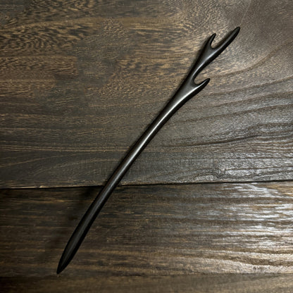 Fermaglio per capelli in legno nero africano naturale - Fermaglio in legno intagliato per chignon e progetti fai-da-te #21cm紫光檀