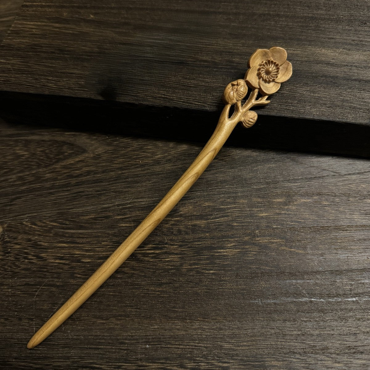 Natural Peach Wood Hair Stick Set - Assorted Floral and Nature Designs Hairpins #桃木发簪合集
