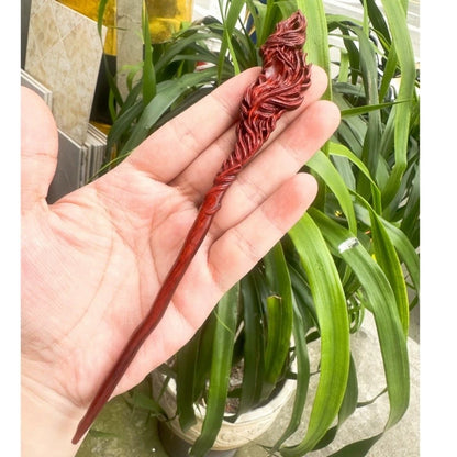 Fermaglio per capelli in palissandro birmano naturale - Set di forcine in legno intagliato per donna (小叶紫檀)