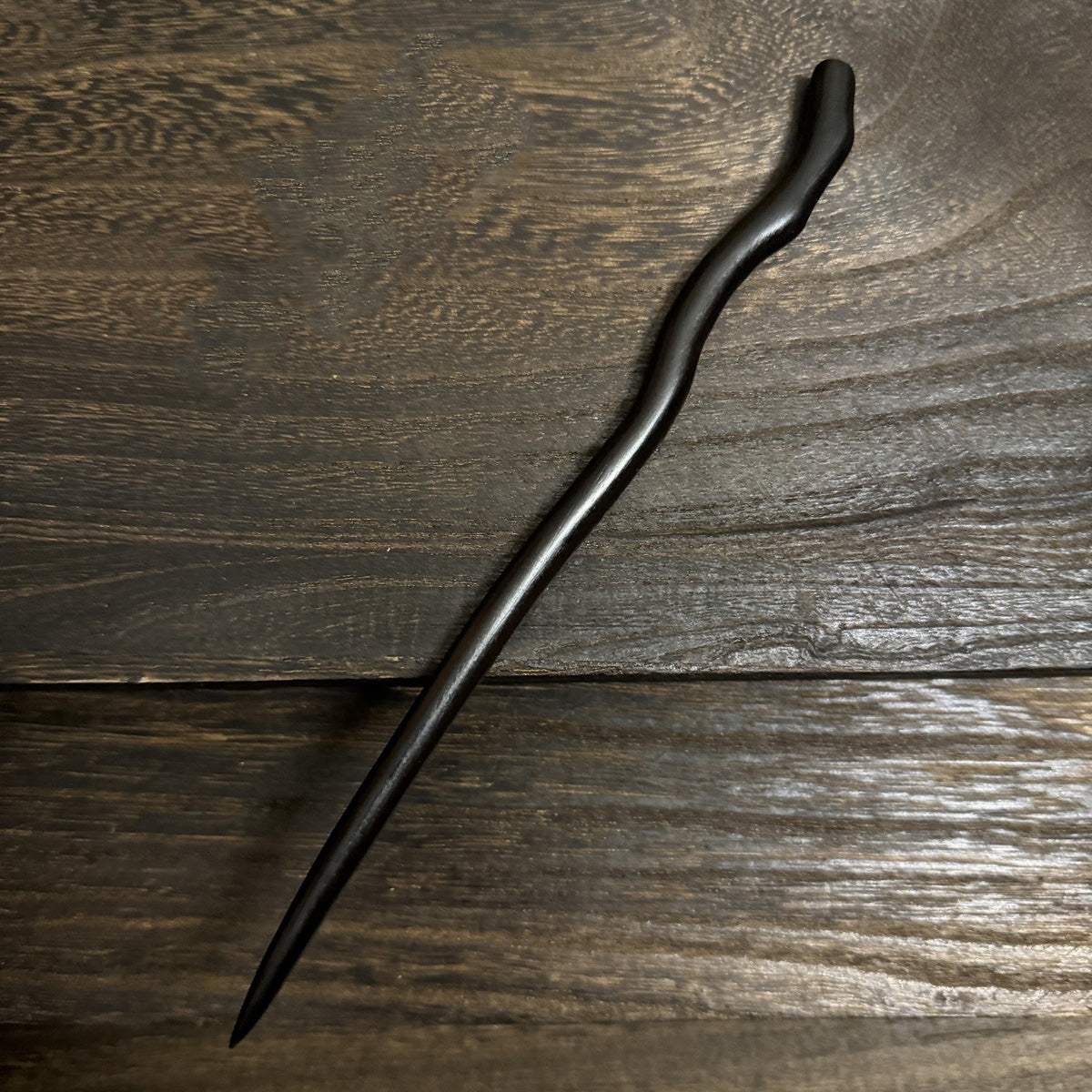 Fermaglio per capelli in legno nero africano naturale - Fermaglio in legno intagliato per chignon e progetti fai-da-te #21cm紫光檀