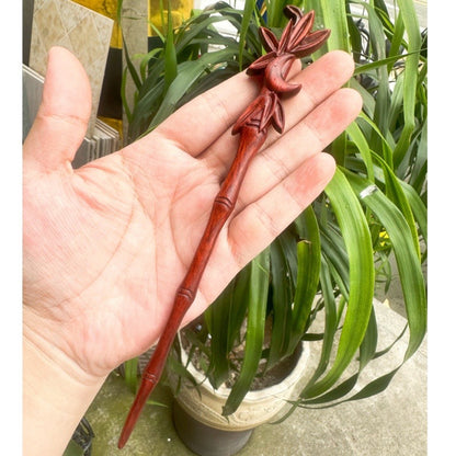 Fermaglio per capelli in palissandro birmano naturale - Set di forcine in legno intagliato per donna (小叶紫檀)
