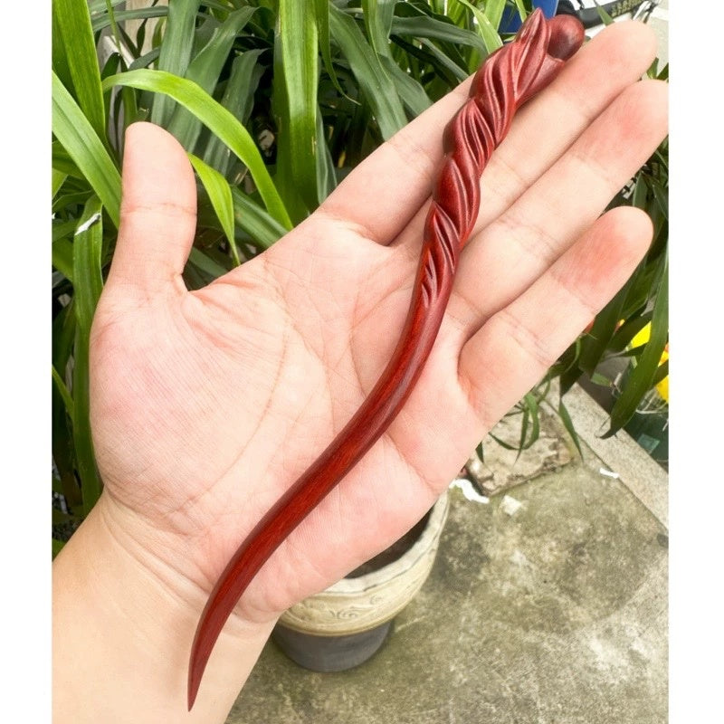 Fermaglio per capelli in palissandro birmano naturale - Set di forcine in legno intagliato per donna (小叶紫檀)