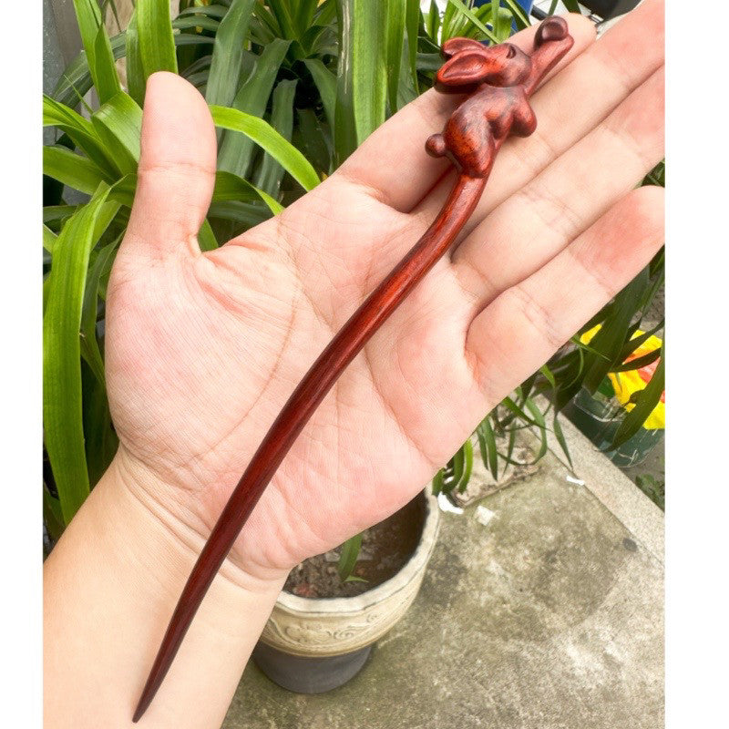 Fermaglio per capelli in palissandro birmano naturale - Set di forcine in legno intagliato per donna (小叶紫檀)
