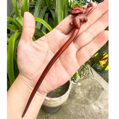 Fermaglio per capelli in palissandro birmano naturale - Set di forcine in legno intagliato per donna (小叶紫檀)