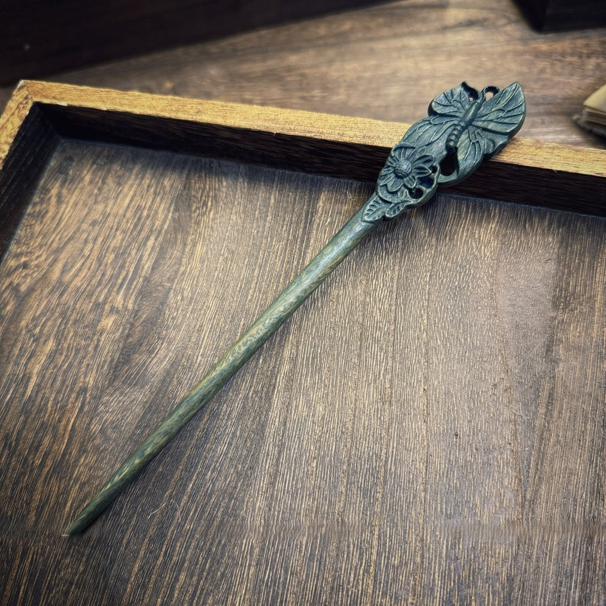 Natural Argentine Green Sandalwood Hair Stick Set - Heartwood of Green Sandalwood #绿檀发簪合集