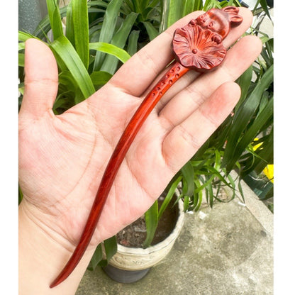 Fermaglio per capelli in palissandro birmano naturale - Set di forcine in legno intagliato per donna (小叶紫檀)