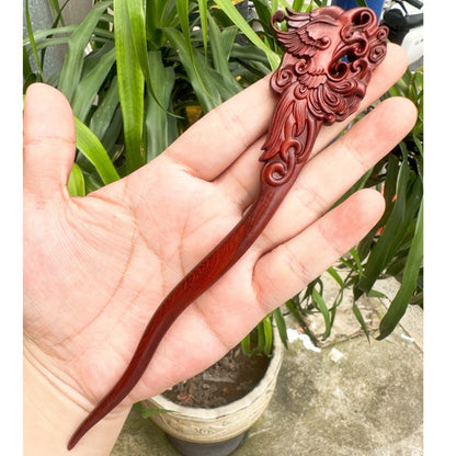 Fermaglio per capelli in palissandro birmano naturale - Set di forcine in legno intagliato per donna (小叶紫檀)