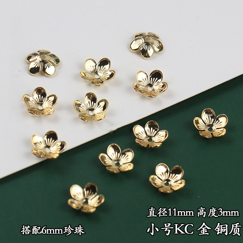 Copper Flower Bead Caps with Rhinestones - Flower Stamen Holders(#20-28)