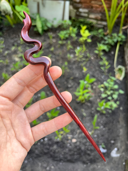 Fermaglio per capelli in palissandro birmano naturale - Set di forcine in legno intagliato per donna (小叶紫檀)