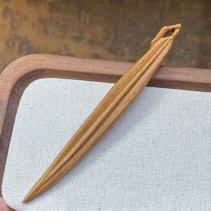 Natural Carved Wood Hair Stick | Sandalwood Hairpin for Styling & DIY Crafts #禅意叶子