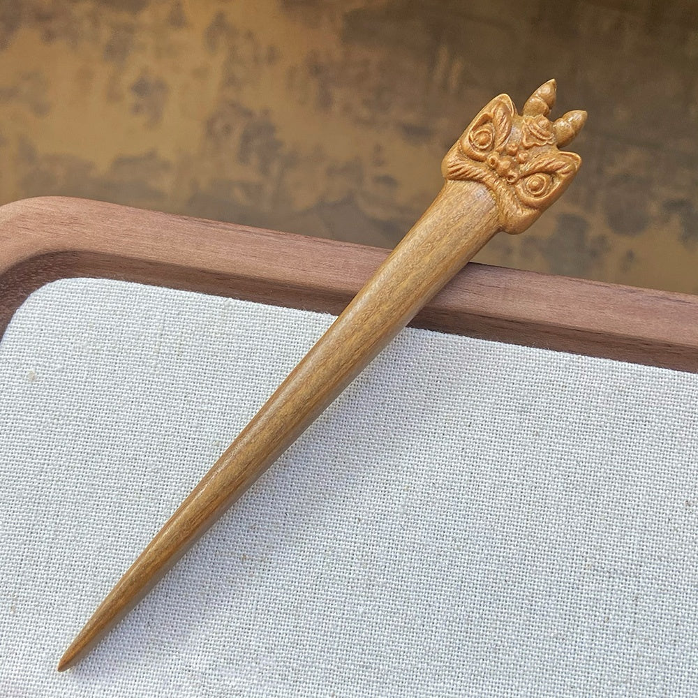 Natural Carved Wood Hair Stick | Sandalwood Hairpin for Styling & DIY Crafts #禅意叶子