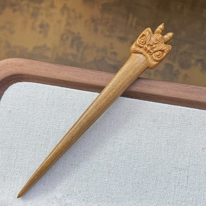 Natural Carved Wood Hair Stick | Sandalwood Hairpin for Styling & DIY Crafts #禅意叶子