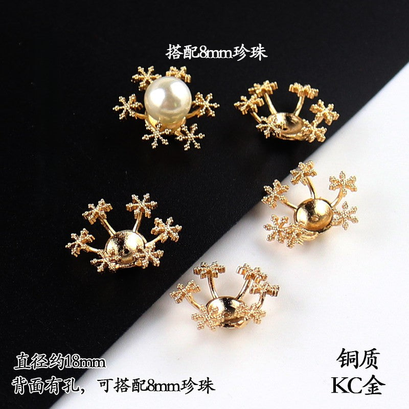 Copper Flower Bead Caps with Rhinestones - Flower Stamen Holders(#20-28)