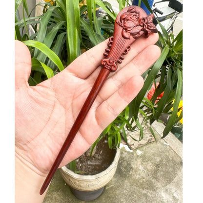 Fermaglio per capelli in palissandro birmano naturale - Set di forcine in legno intagliato per donna (小叶紫檀)