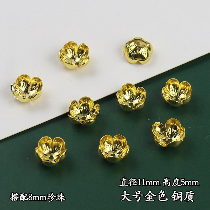 Copper Flower Bead Caps with Rhinestones - Flower Stamen Holders(#20-28)