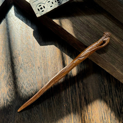 Golden Phoebe Wood Hair Stick | Natural Wooden Hairpin for Buns, Updos & DIY Projects #金丝檀木木簪合集