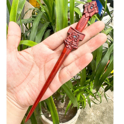 Fermaglio per capelli in palissandro birmano naturale - Set di forcine in legno intagliato per donna (小叶紫檀)