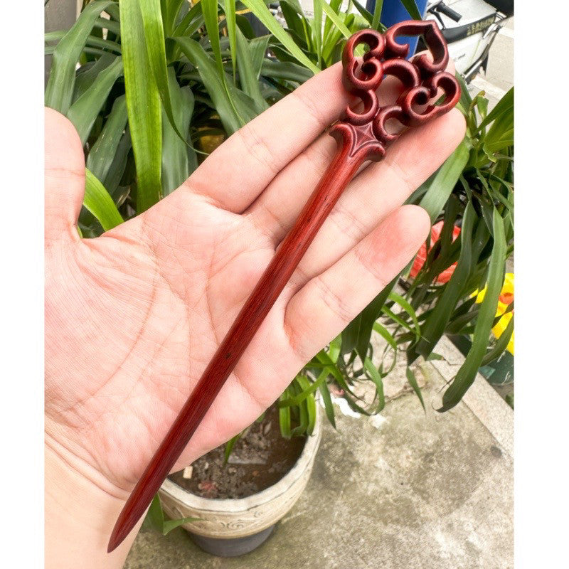 Fermaglio per capelli in palissandro birmano naturale - Set di forcine in legno intagliato per donna (小叶紫檀)