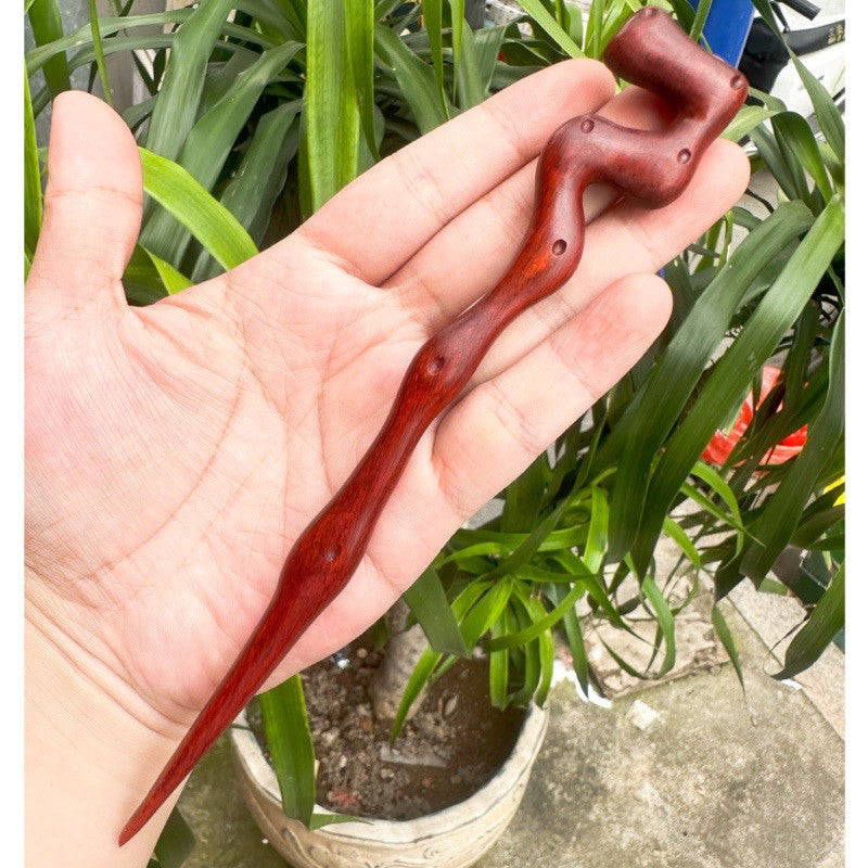 Fermaglio per capelli in palissandro birmano naturale - Set di forcine in legno intagliato per donna (小叶紫檀)