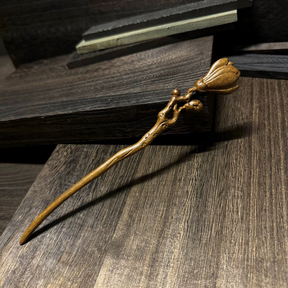 Golden Phoebe Wood Hair Stick | Natural Wooden Hairpin for Buns, Updos & DIY Projects #金丝檀木木簪合集