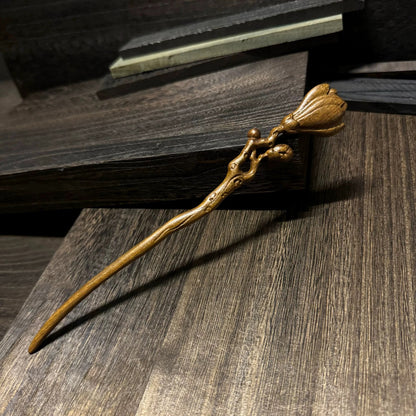 Golden Phoebe Wood Hair Stick | Natural Wooden Hairpin for Buns, Updos & DIY Projects #金丝檀木木簪合集