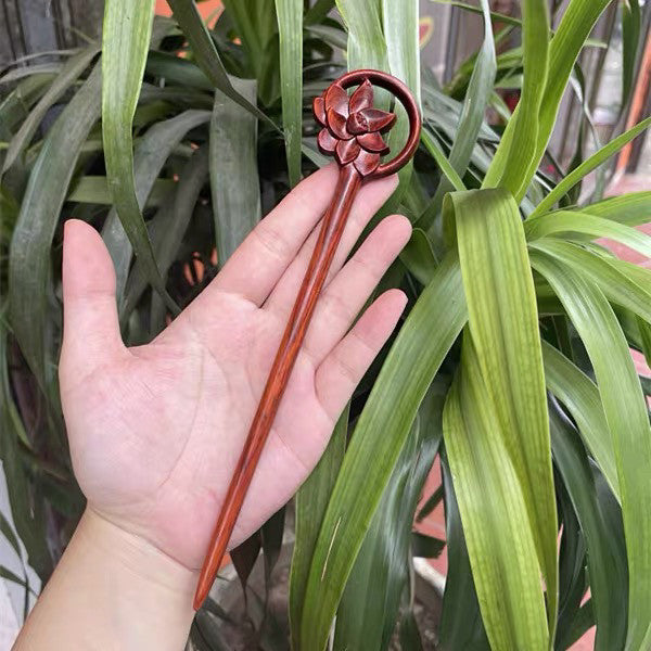 Fermaglio per capelli in palissandro birmano naturale - Set di forcine in legno intagliato per donna (小叶紫檀)