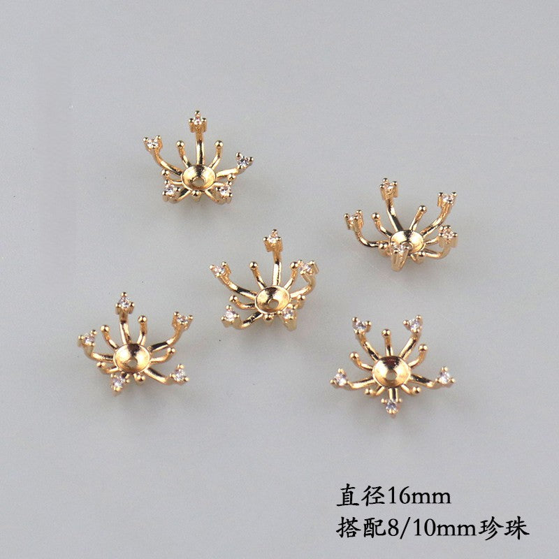 Copper Flower Bead Caps with Rhinestones - Flower Stamen Holders(#20-28)