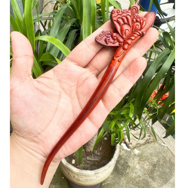 Fermaglio per capelli in palissandro birmano naturale - Set di forcine in legno intagliato per donna (小叶紫檀)