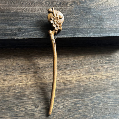 Golden Phoebe Wood Hair Stick | Natural Wooden Hairpin for Buns, Updos & DIY Projects #金丝檀木木簪合集